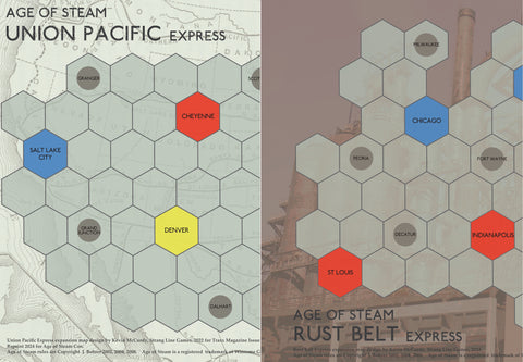 Age of Steam Maps: Union Pacific Express and Rust Belt Express